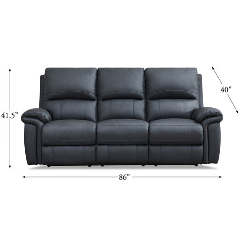 Ebern Designs 86'' Leather Reclining Sofa Wayfair